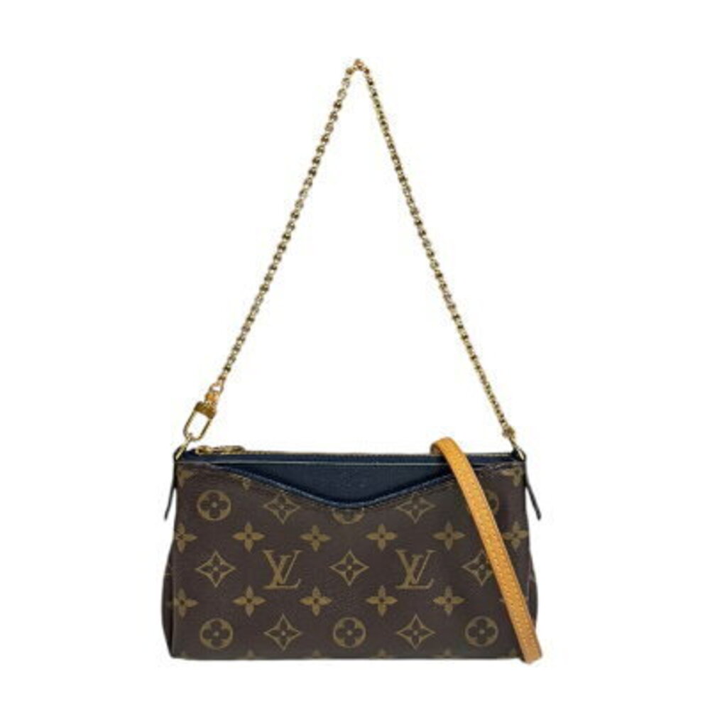 Louis Vuitton Pallas Clutch Monogram Shoulder Bag Canvas Brown